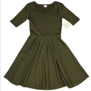 LulaRoe Nicole Olive Rose Textured Dress